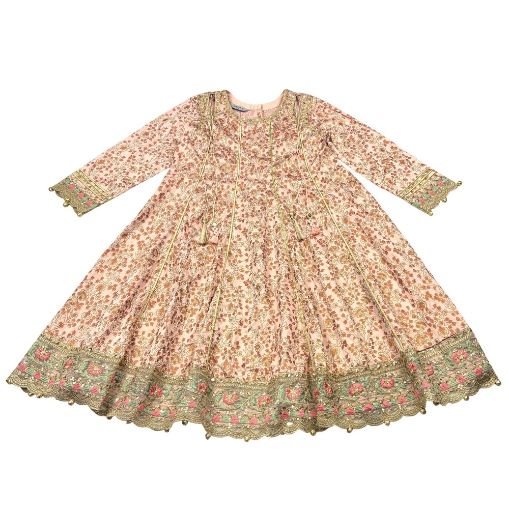 Maria B Girls 12 14 Dress Pink Embroidered Anarkali Frock Pakistani Festive Pret